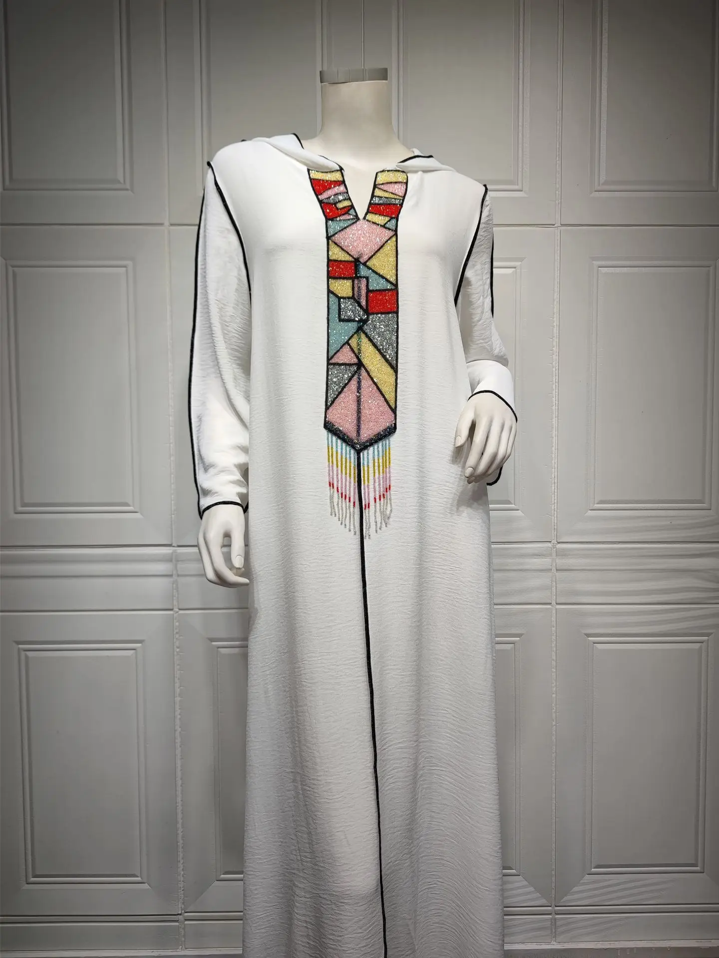Abayas For Women Hooded Long Sleeve Maxi Dress Rhinestone Beaded Caftan Marocain Abaya Turkey New 2022 High Quality