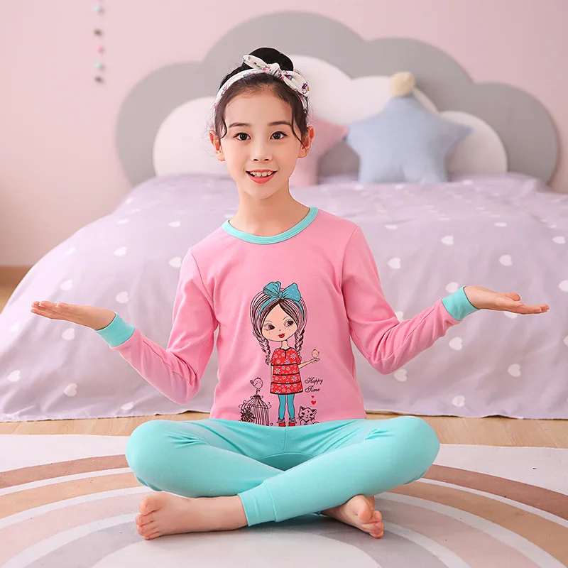 24 6 8 10 12 14 Years Teenager Girls Pajamas Sets Princess Children's Sleepwear Kids Clothing Sets Animal Pijamas Homewear pajama sets baby boy