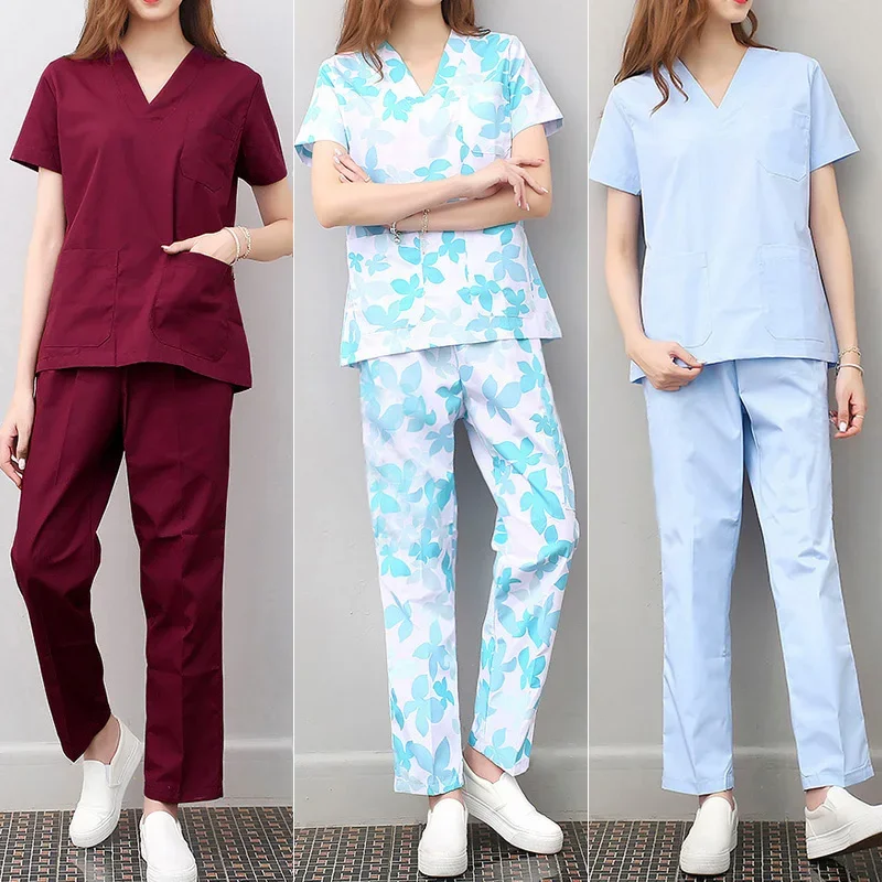 Medical Uniform viaoli Scrubs Uniform Suit Beauty Pet Shop Spa Uniform Salon Womens Scrub Set Work wear Scrub Suit Coat + pants