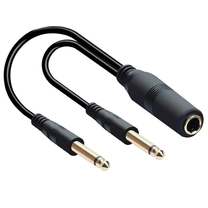 

2x 1/4inch 6.35mm to 6.35mm Stereo Microphones Music Converters Adapters Cable Dropship