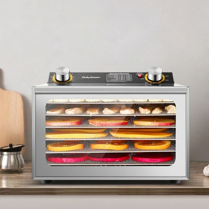 220V/110V 6 Layers Food Dehydrator Stainless Steel Fruit Vegetable Meat Beef Jerky Dryer Machine Snacks Dehydration Touch Panel