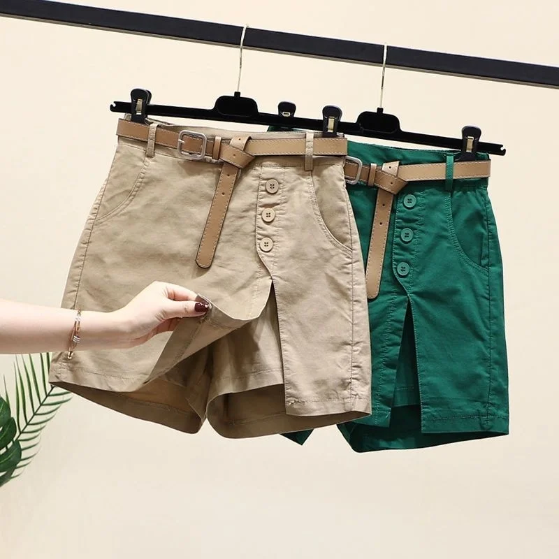 

Casual Cute Cotton Shorts For Women Summer New Korean Versatile Fashion Slim A-line Elastic Waist Skirt Pants Women's Clothing