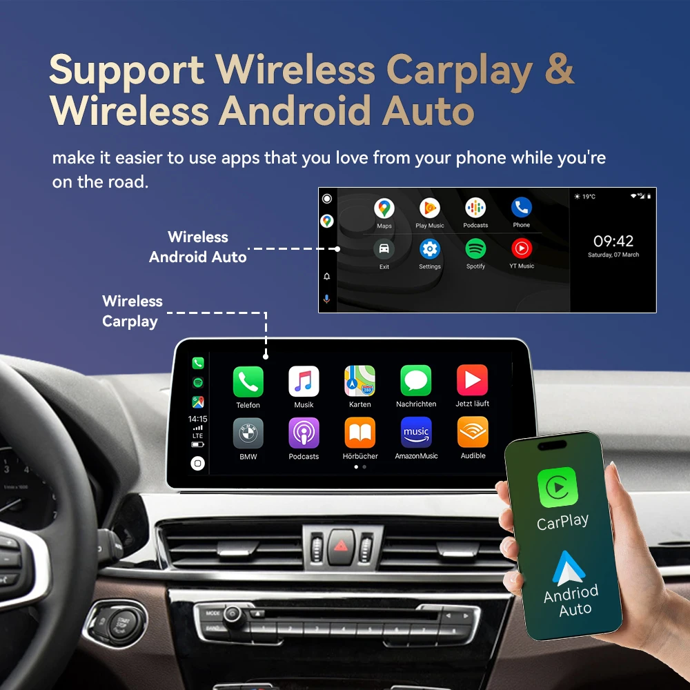Pantalla Táctil HD de 12.3 Pulgadas con CarPlay Inalámbrico y Android Auto para BMW X1 F48 X2 F39 2018-2021 EVO 8G+128G 4G WiFi GPS Navegación 3
