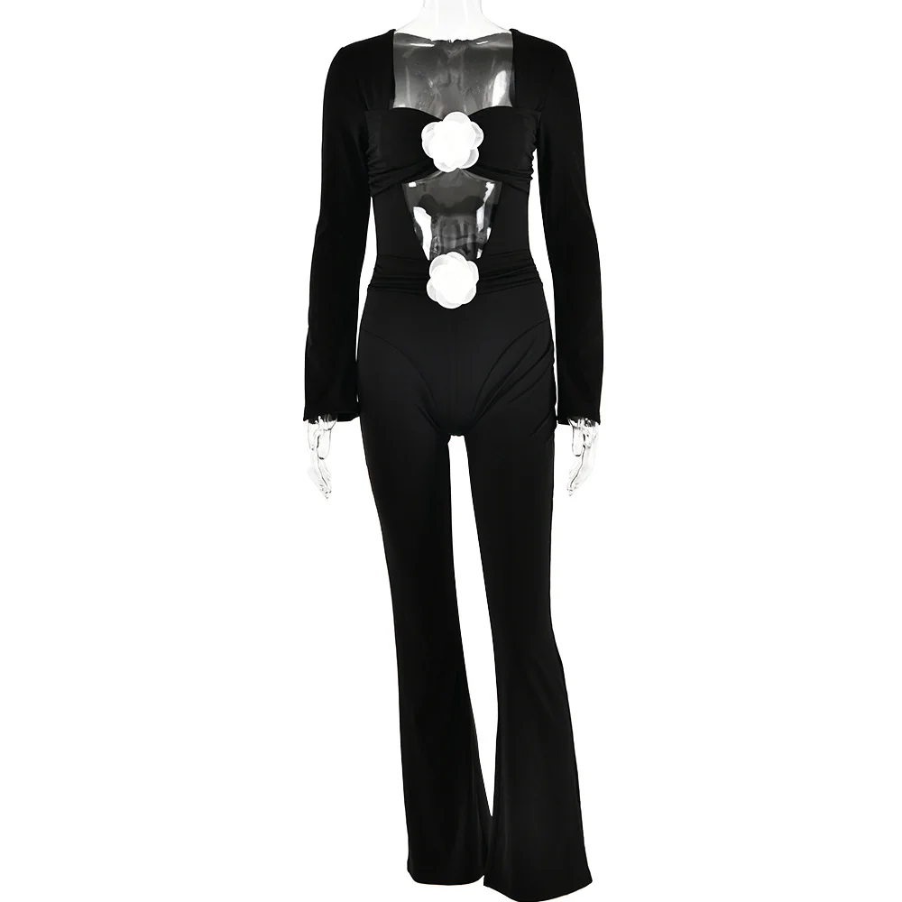Woman Jumpsuits Elegant Bodysuit Office Lady Jumpsuit Long Sleeve Full Sexy Women's Clothing Y2K Outfit White Streetwear