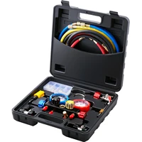 SucceBuy 4 Way AC Gauge-AC Manifold Gauge Set with 5ft Hoses for R134A/R22/R12/R410A Work on Car Freon Charging and Evacuation