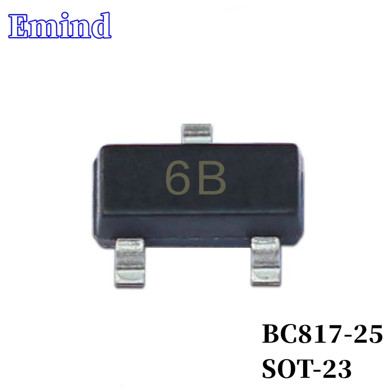 

500/1000/2000/3000Pcs BC817-25 SMD Transistor SOT-23 Footprint 6B Silkscreen NPN Type 45V/500mA Bipolar Amplifier Transistor