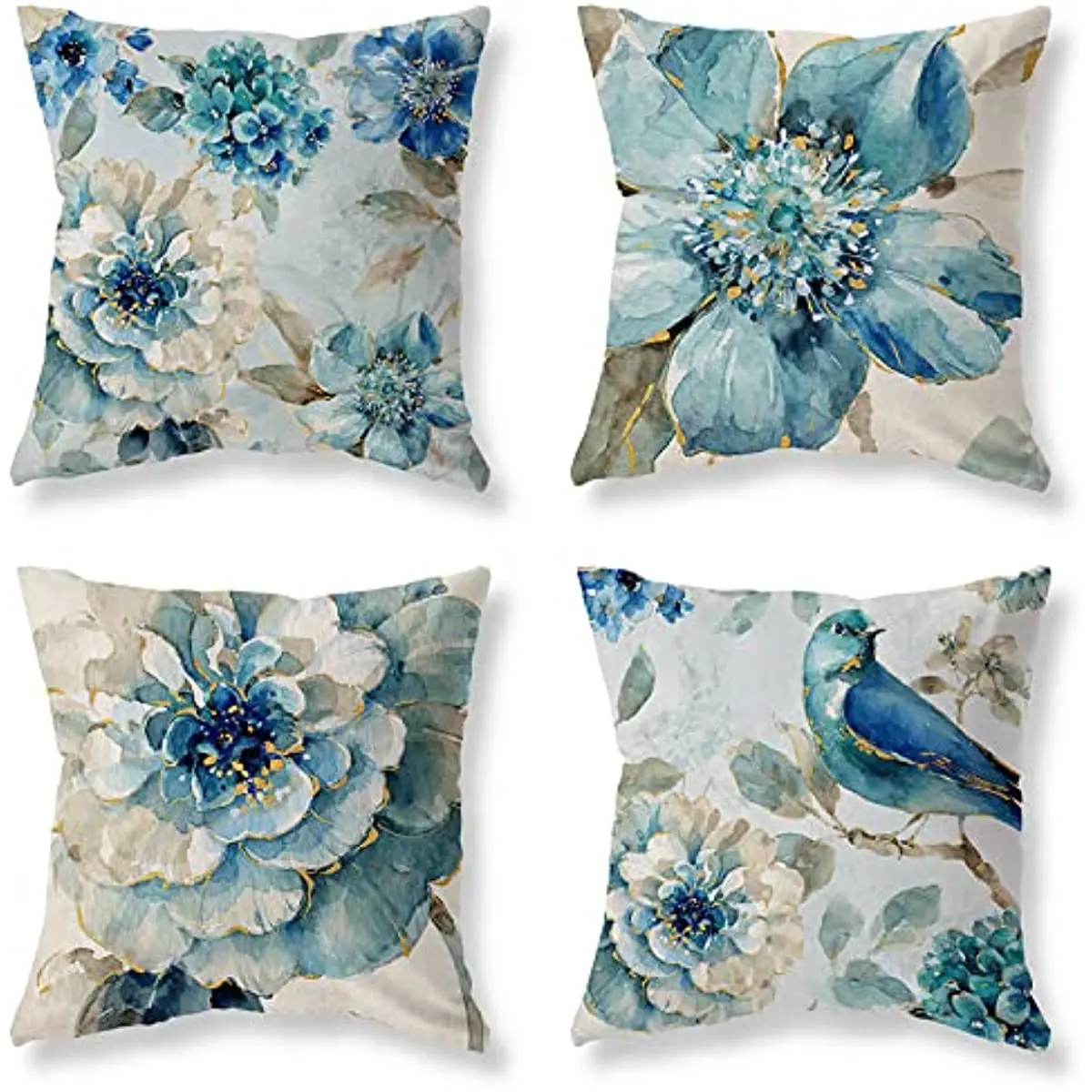 ThrowPillowCoversSetof4FarmhouseVintageFlowerBirdPillow