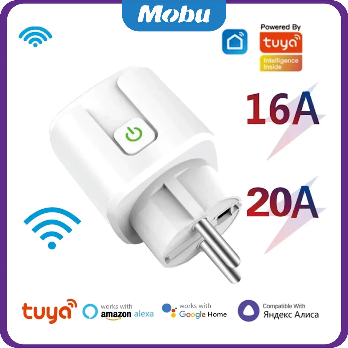 Smart Socket EU 16A/20A AC100-240V Wifi Smart Plug Power Outlet Alexa Google Home Voice Control Tuya Life APP