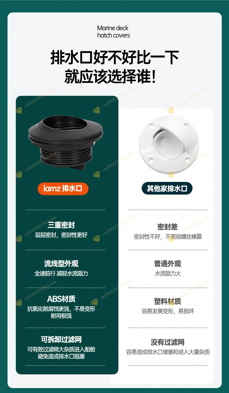 Marine side drain, yacht side drain, speedboat side drain, live fish cabin outle