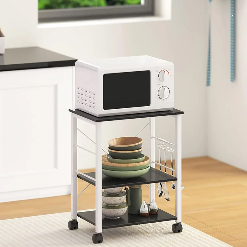 

Kitchen Baker's Rack Utility Shelf Microwave Stand Storage Cart Workstation Shelf Utility Cart On Wheels With Storage Brown