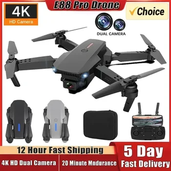 Drone 4K E88Pro con cámara dual HD 1080P, plegable, WiFi FPV, helicóptero RC para fotografía aérea y observación