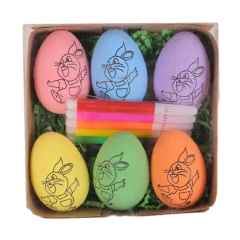 

Easter Egg Painting Set For Kids 6pcs Egg Decoration Kit Paintable Eggs Dye Kit DIY Easter Egg Dye Decorating Kit Gift With 6