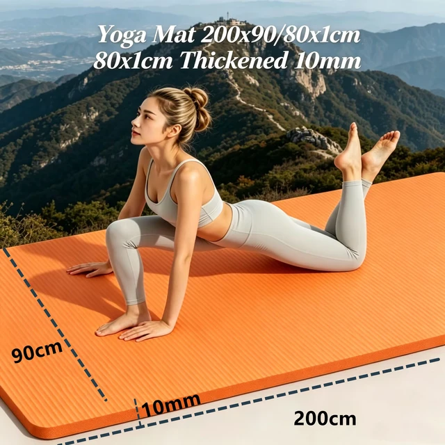10MM Thick 200×90/80cm Yoga Mat Anti-skid Sports Fitness Mat Comfort Foam Yoga Matt for Exercise Yoga and Pilates Gymnastics Mat