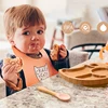 3Pcs Baby Bamboo Plate Silicone Suction Kids Wooden Feeding Tableware Non-slip Dinnerware Baby Tableware for Baby Birthday Gift 5