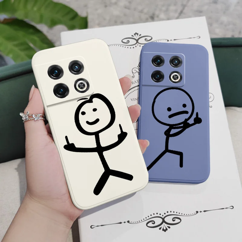 Chic Cartoon Line Art Liquid Silicone Phone Case