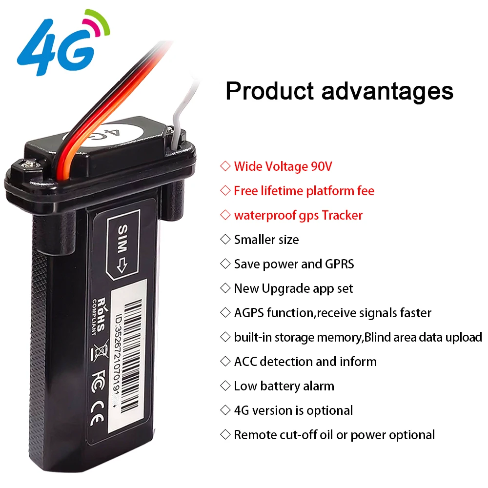 4G car gps tracker device Waterproof with Battery shut down engine works in world Australia USA New Zealand Brazil Mexic