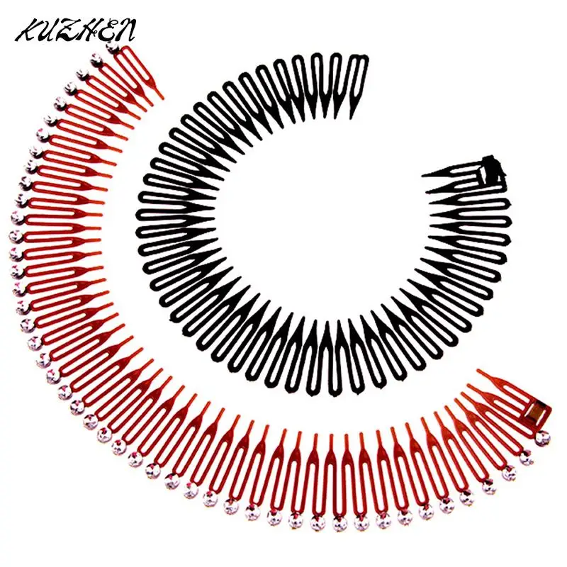 

Women Plastic Full Circle Stretch Diamond Flexible Comb Teeth Headband Hair Band Clip Face Wash Fixed Hair Accessories