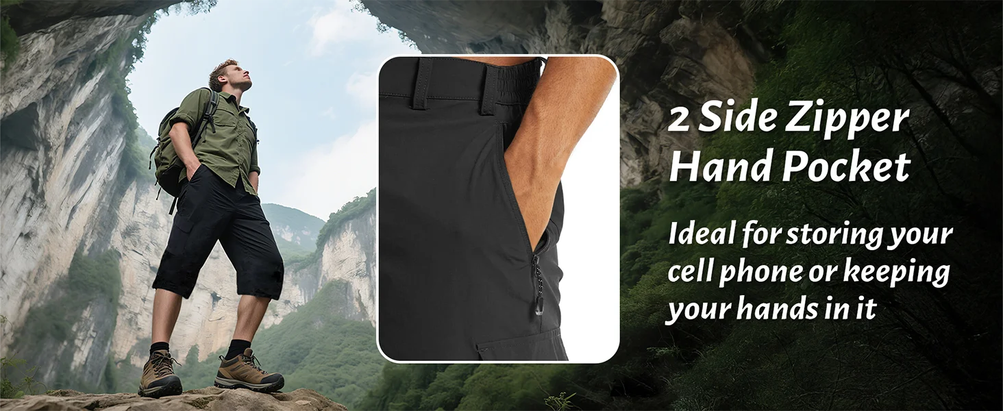EKLENTSON Sommer Quick Dry Shorts Herren Leichte 3/4 Cargo Short Workout Sport Outdoor Hosen Wandern Joggen Camping Hosen – Detail 10