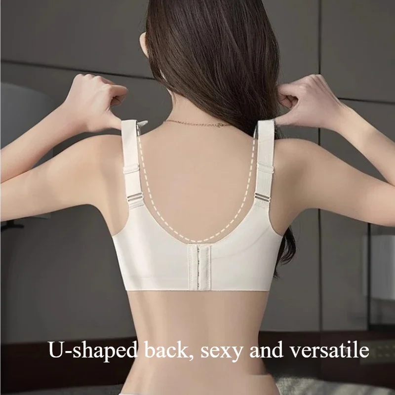 Weißer Minimizer-BH mit vollen Cups, nahtlos, atmungsaktiv, mit seitlicher Stütze, Anti-Sag-Effekt, ultradünne Unterwäsche mit breiten Trägern für den Sommer._voghion.com