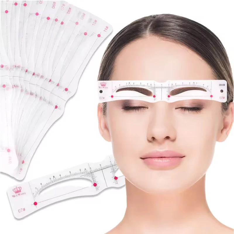 12종 여성용 눈썹 스텐실 키트 (1개의 눈썹 연필과 1개의 면도기 눈썹 모양 만들기 도구 포함) 눈썹 정리 키트 메이크업 화장 도구