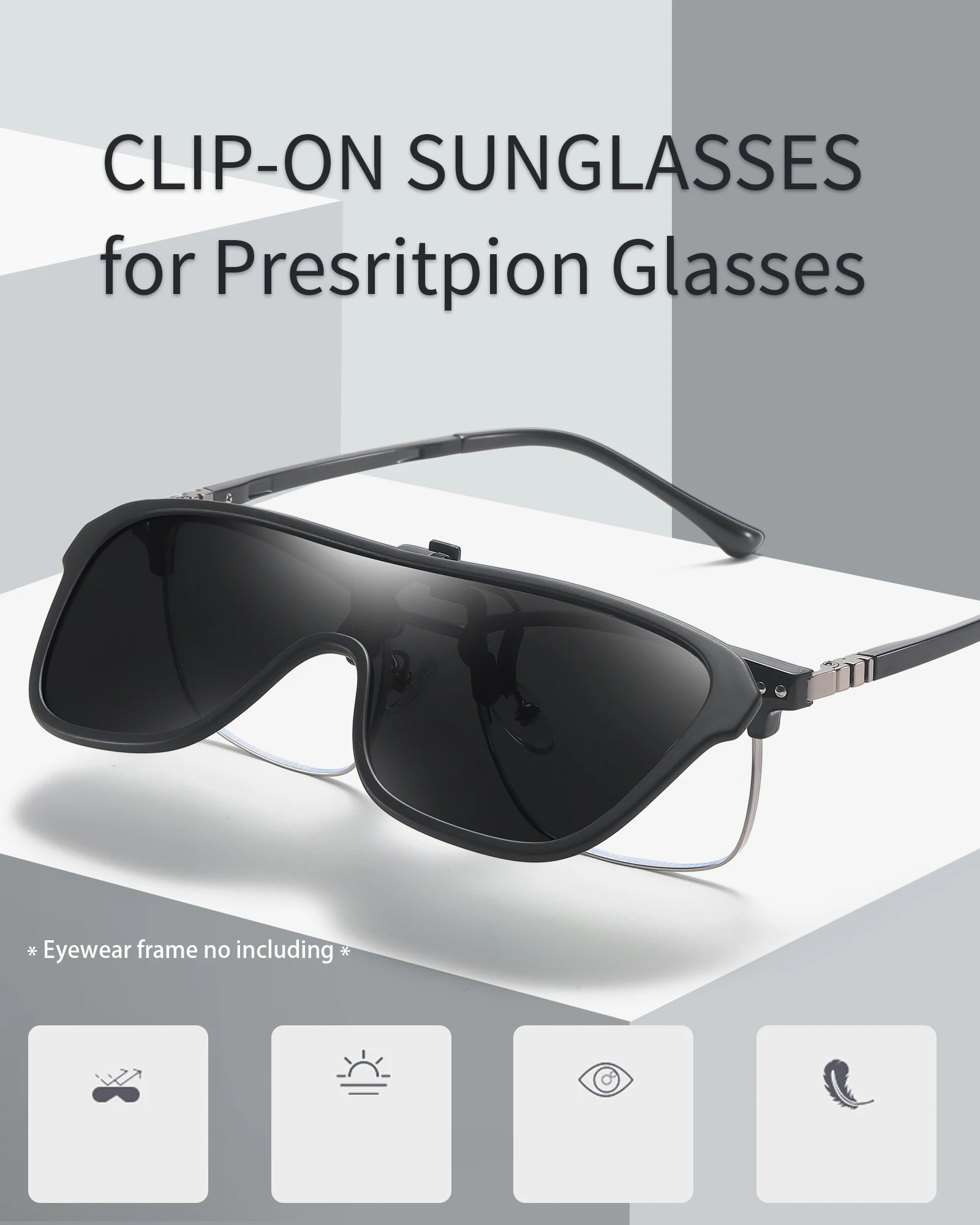 Yoolens Polarized Clip-on Flip Up Clip Rimless Sunglasses for Prescription Glasses - TAC Lens with UV400 K1_voghion.com