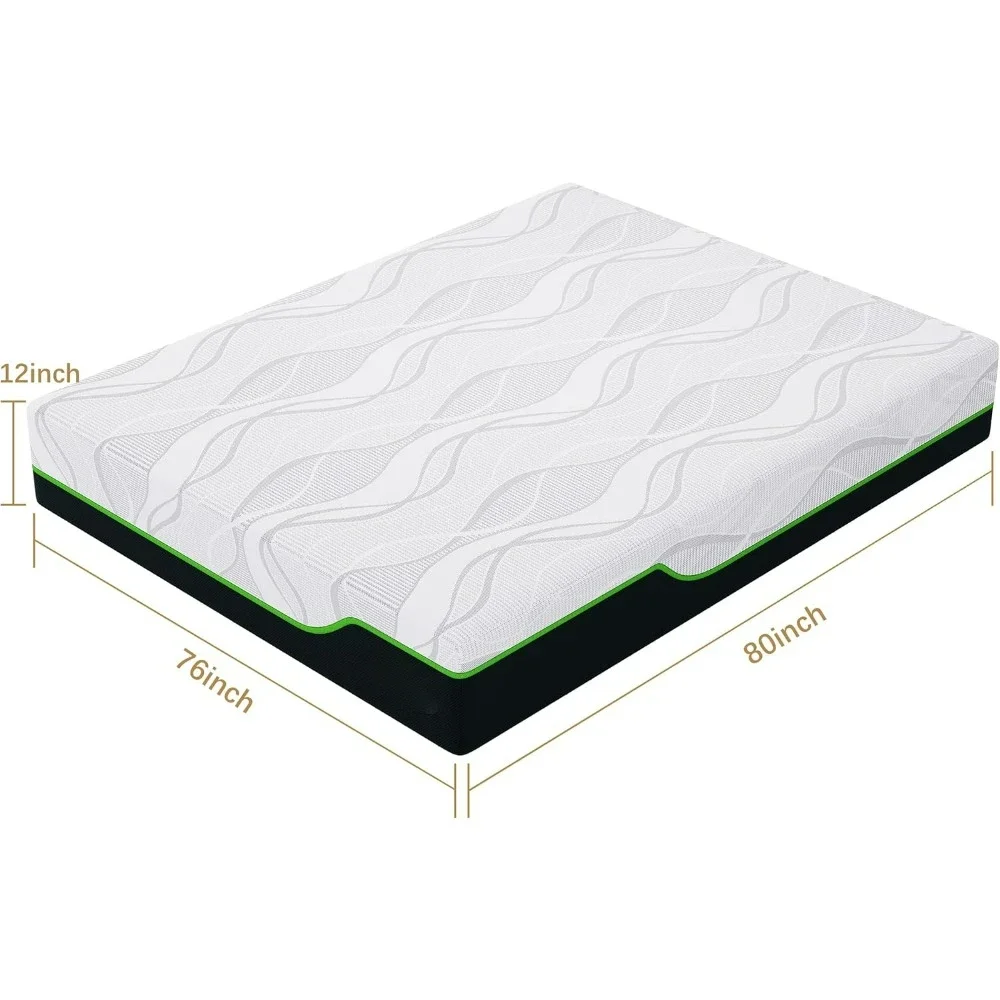 King Size Mattress for Pressure Relief,12 Inches Cooling Gel Memory Foam Hybrid Mattress, King Mattress in a Box with Individual 2