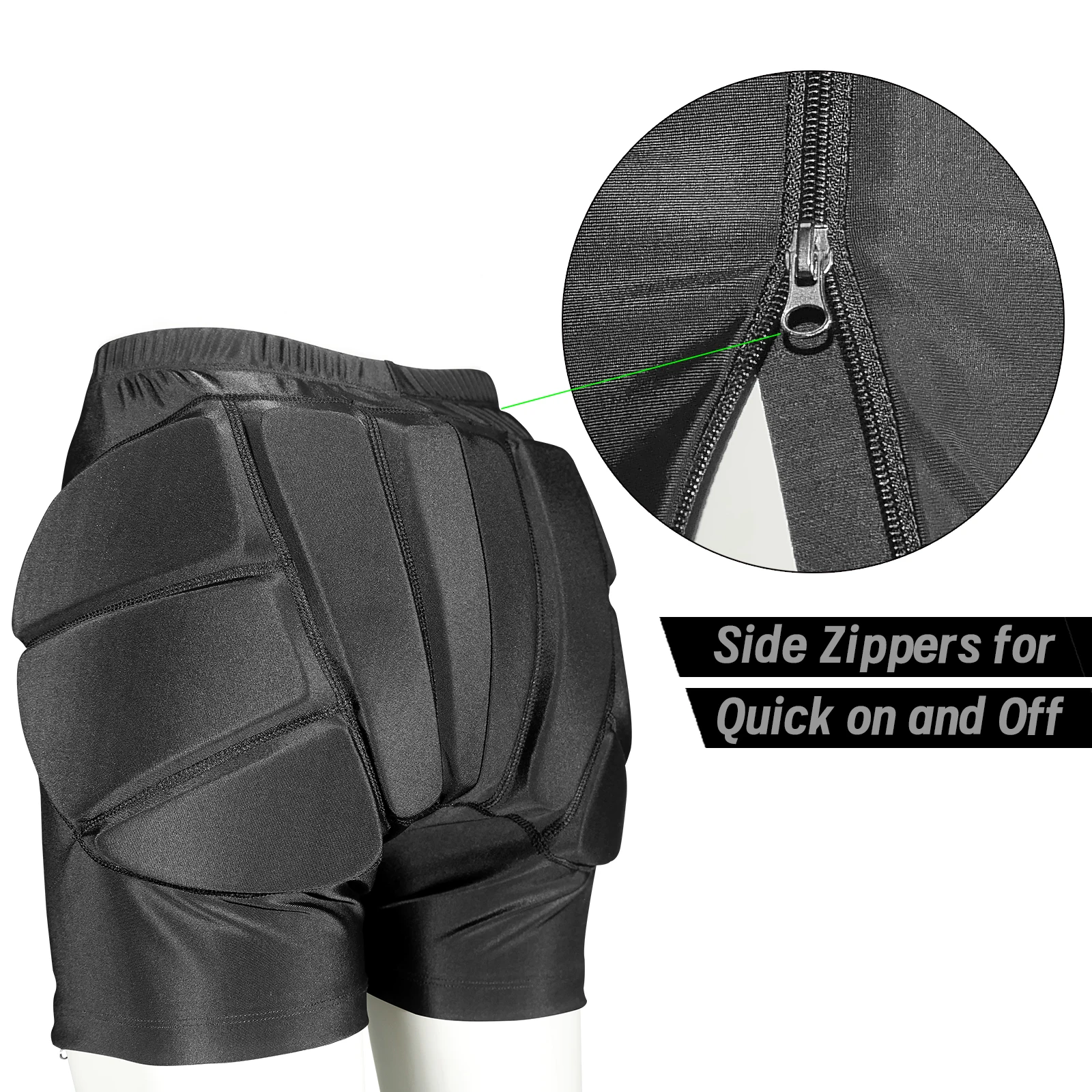 Protective Shorts AVIVOR Figure Skating Protective Shorts with Side Zipper and 3D Padding for Kid Youth Adult, Suitable for Skiing Skateboarding