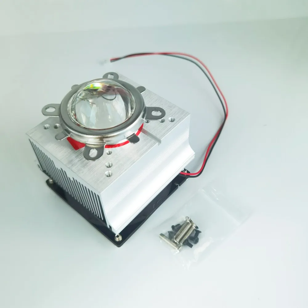 1pc Aluminium Heat Sink Cooling Fan 20W 50W 100W High Power Led Light 60-80degree 44mm Lens +Reflector +Bracket