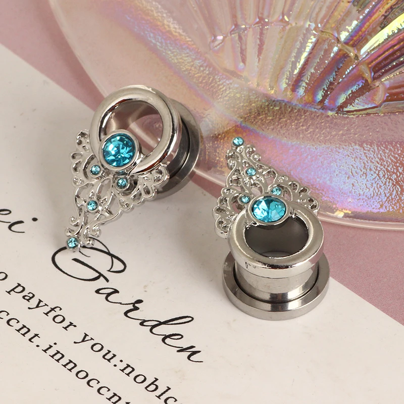 Unique Stainless Steel Woman drop Head Ear Piercing Plugs Stretchers Body Jewelry Earring Gauges Tunnels Expanders drop ship