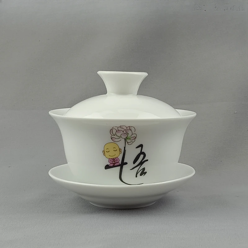 White Porcelain Kung Fu Teaset Spare Parts Household Ceramic Cover Bowl Personal Tea Brewer Tea Bowl Preparation