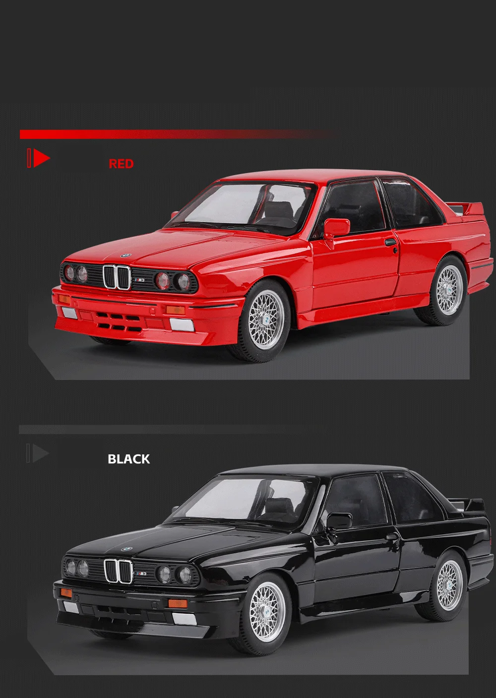 1/24 BMW M3 E30 Diecast Model Araba | Metal Model Araçlar