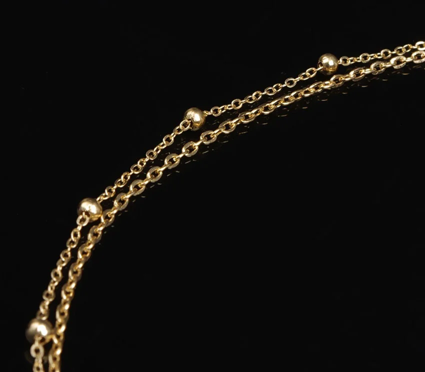 

Двухслойное ожерелье-чокер, мини бусины, цепочка из сплава, золотой цвет, очаровательные ювелирные изделия