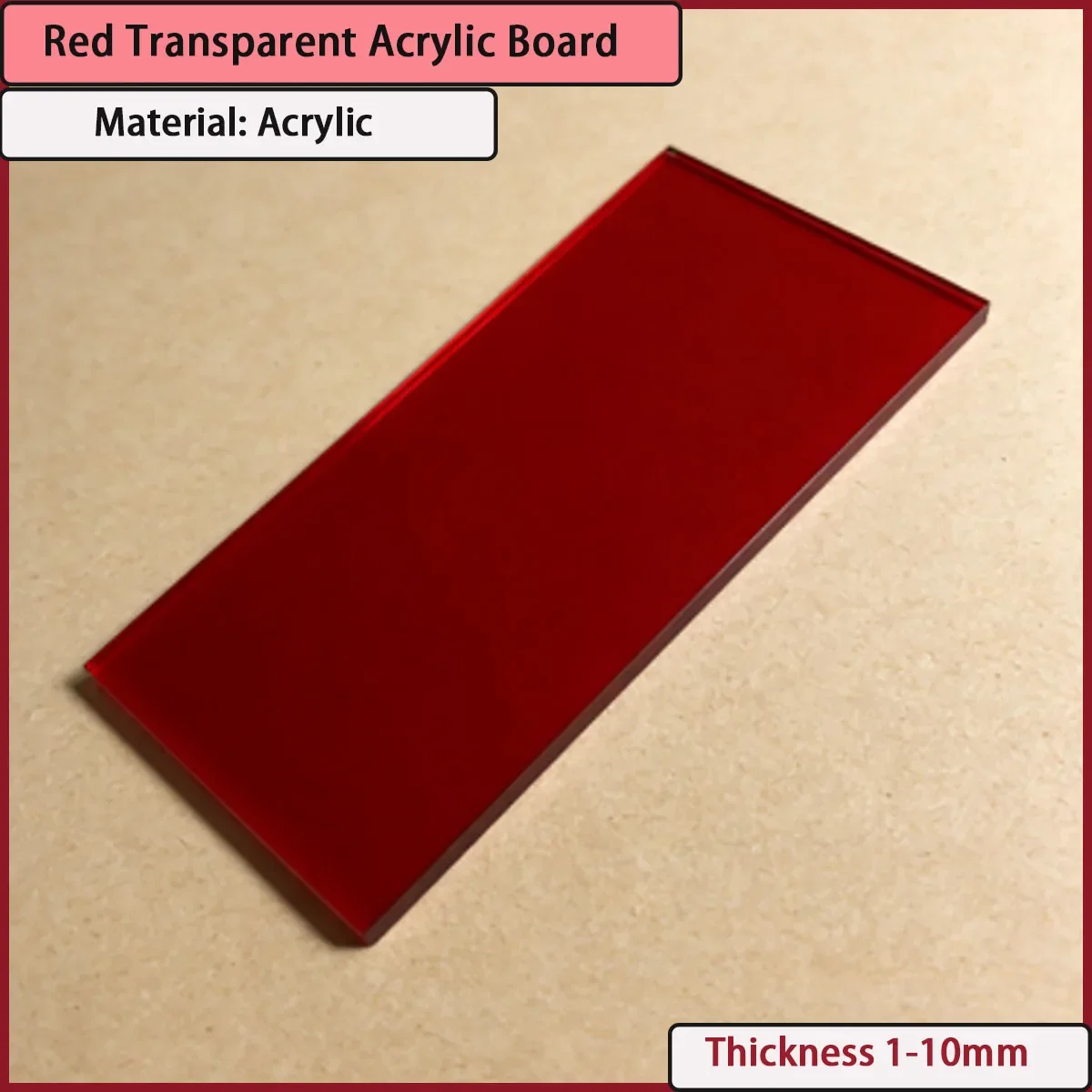 Rote Transluzente Acrylplatte 1-10mm Dick Stoßfestes Plexiglas für DIY-Projekte & Hintergrundwände – Detail 1
