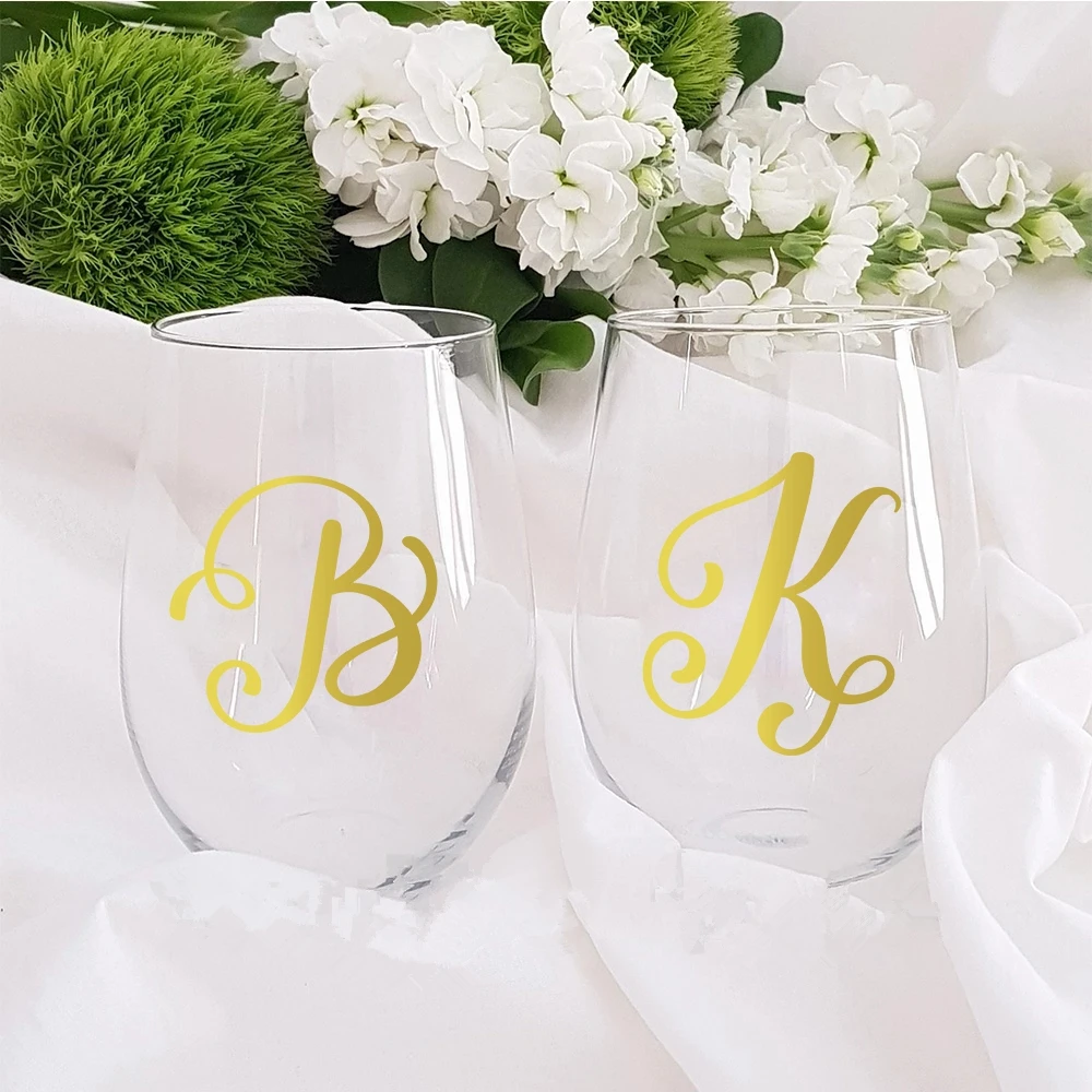 10pcs/lot 5CM Wedding Stickers Monogram Decals for Wine Glasses Bridal  Shower Custom Name Initial letters Wedding Decoration - AliExpress, image size:1000x1000