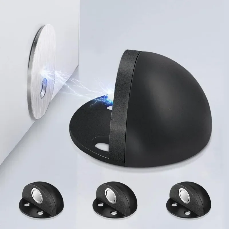 Stainless Steel Magnetic Dual Door Stopper Nail-free Catch Wall Protector Bumper Wedge Stop Floor Holder Door Stops Hardware