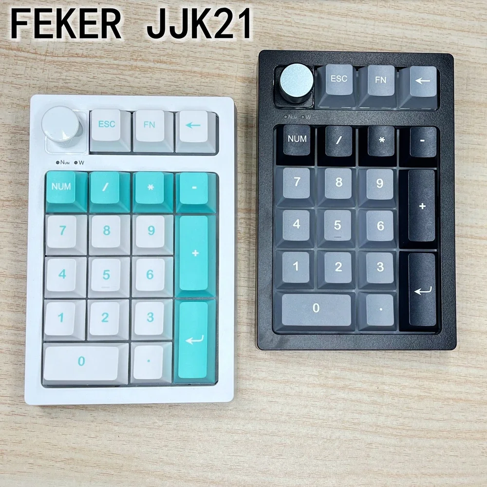 

FEKER JJK21 PAD Mini Mechanical Keyboard Wirless Bluetooth/2.4GHz RGB Lighting Numeric Konb White Black Kit