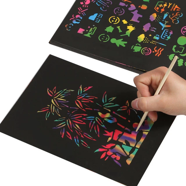 Magic Color Scratch Art Paper Scraping  Scratch Art Painting Paper Set -  10pcs/set - Aliexpress