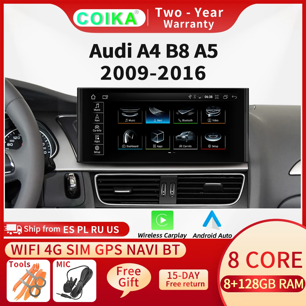 Android Radio Stereo Wireless Carplay Car Head Unit For Audi A4 B8 