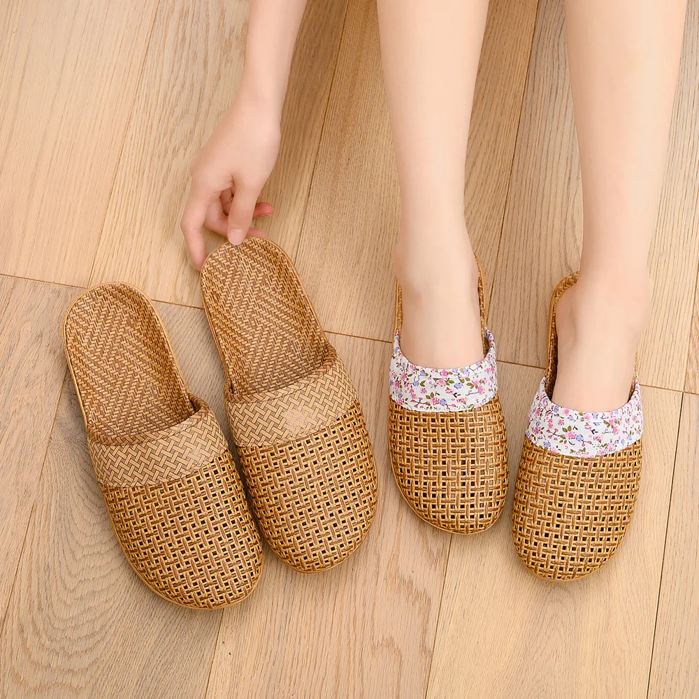 

Шлепанцы из ротанга для дома и пар, винтовые, Нескользящие дышащие, повседневная обувь для пола и сланцев, летние Тапочки