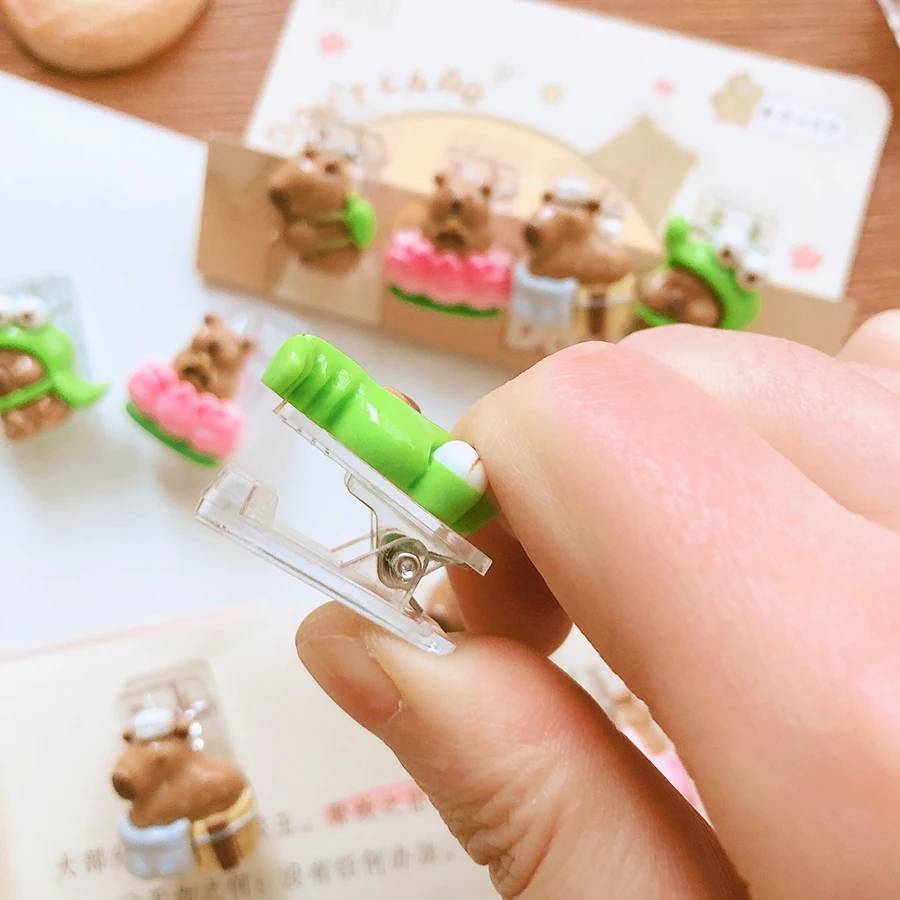 Cute Paper Clip Creative Capybara Scrapbook Journal Clip Student Stationery Acrylic Office Binding Photo