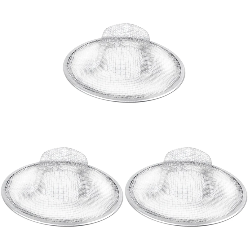 

3X Stainless Steel Drainer Basin Filter Mesh Sink Strainer 3.5 Inch Top Diameter