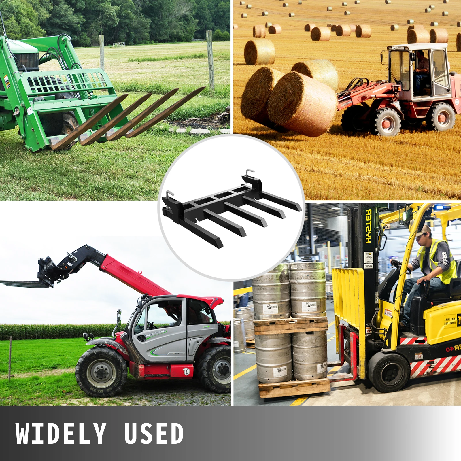 Clamp On Pallet Forks For Tractor Bucket - 2500 LBS Capacity Fits 48" Buckets With Double Nuts