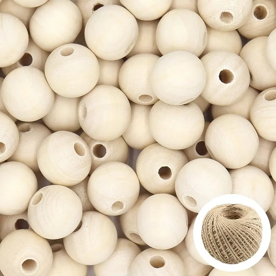 30 Piezas De Cuentas De Madera Redondas Rústicas, Cuentas 30 Piezas De Cuentas De Madera Redondas Rústicas, Cuentas