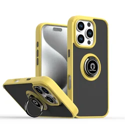 Matte Magnetic Stand Phone Case with Frosted Solid Color Finish - iPhone 18 Pro (Yellow)