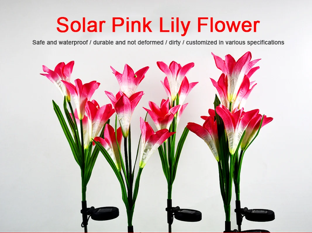 

2pcs 1/3/4 Head Led Solar Lily Flower Garden Lamp 7 Color Change Lighting Peony Rose Light Lawn Lamp Landscape Wedding Decor