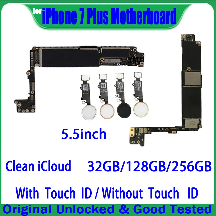 

Original Unlock Clean iCloud Mainboard For Iphone 7 Plus 5.5" Motherboard With/No Touch ID For Iphone 7P Logic Board 100% Teste