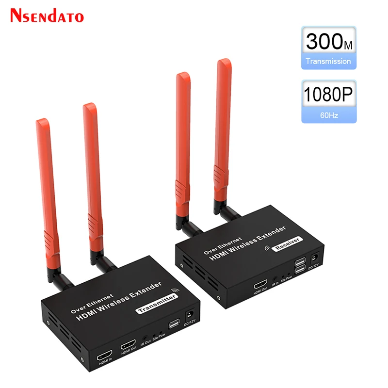 5.8G Wireless HDMI KVM Extender 300m 1080P USB HDMI KVM Wireless Video Transmitter Receiver with IR HDMI Loop-Out For PC TV DVD