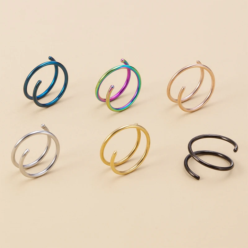 Nose Rings 1 Pcs 8mm Spiral 316L Stainless Steel Cartilage Earrings Body Piercing Jewelry