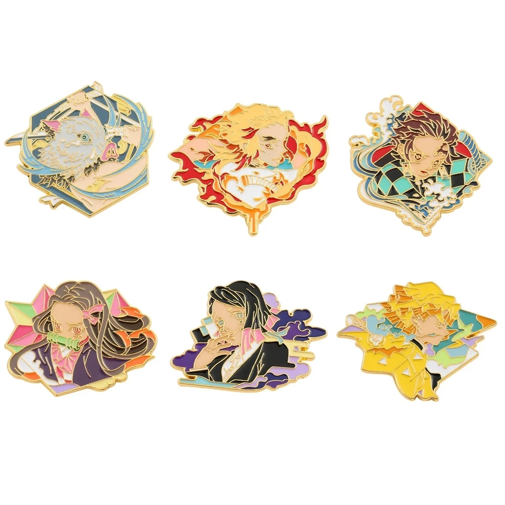 Japanese Manga Demon Slayer Enamel Pin Lapel Pins for Backpacks Brooches for Clothing Badges