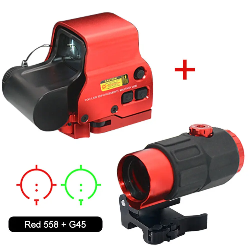 Tactical G43 G33 3X G45 5X Magnifier with Flip-up Mount 558 Holographic Sight Scope
